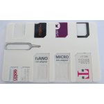 White SIM Card Holder Case with 3 sim card adapters and Iphone Pin